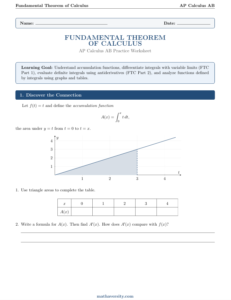 fundamental theorem of calculus worksheet preview