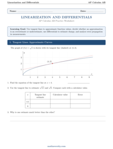 linearization and differentials worksheet preview