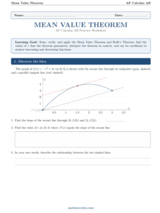 mean value theorem worksheet preview