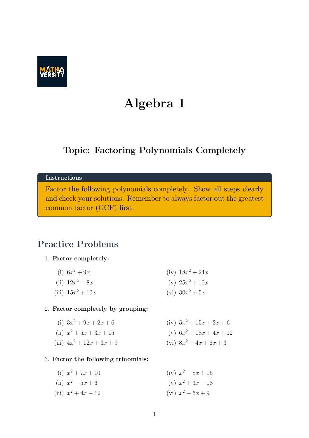 Factoring Worksheet Algebra Pdf Factoring Polynomials Coloring