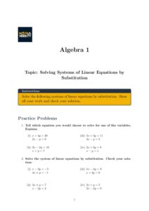 Solving Systems of Linear Equations by Substitution | Algebra 1 free ...