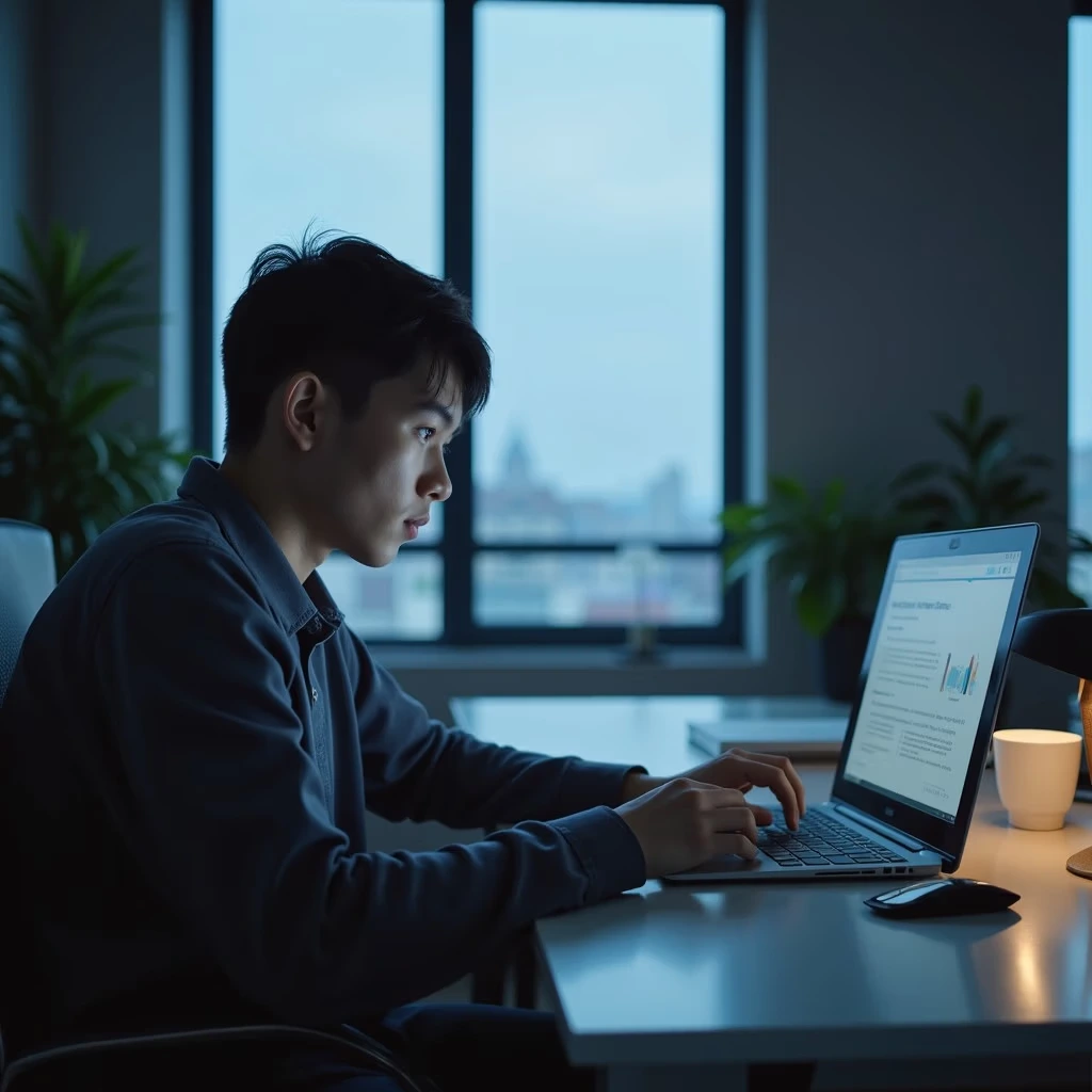 A student Focusing on a laptop-mathaversity